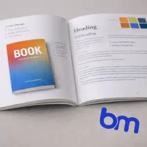 Opengeslagen boek met voorbeeld van boekontwerp, typografie en layout