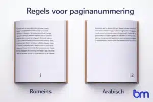 Voorbeeld van paginanummering in een boek met Romeinse cijfers voor het voorwerk en Arabische cijfers voor de hoofdinhoud.