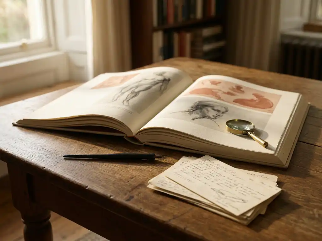 Wat moet er in een kunstboek staan naast afbeeldingen?